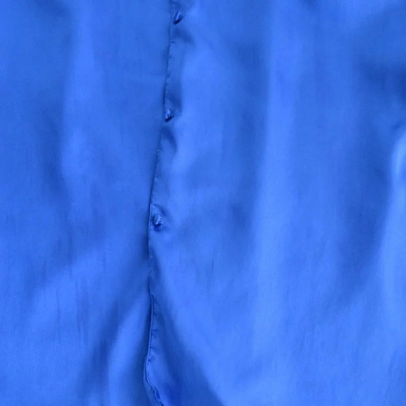 Vintage Dominque Royal Blue Silky-Like Button  Down Nightgown LG - Picture 8 of 14